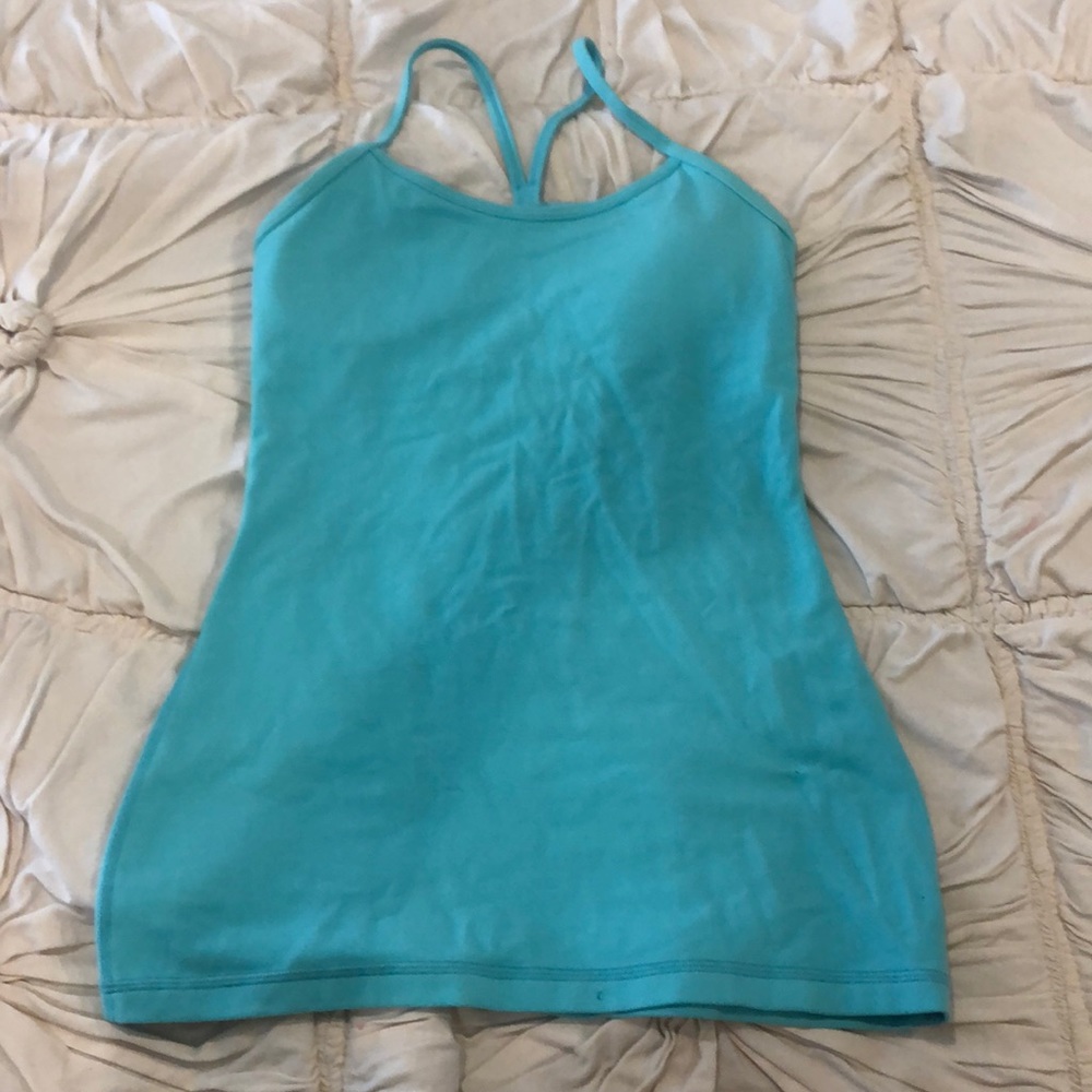 Lululemon power-y tank. Aqua. Size 4. EUC. Yoga